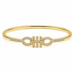 Luxury Gancini-Inspired Interlocking Cuff Bangle with Shimmering Pavé Crystals