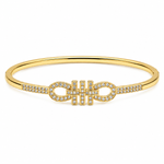 Luxury Gancini-Inspired Interlocking Cuff Bangle with Shimmering Pavé Crystals