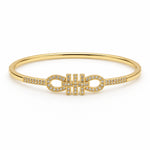 Luxury Gancini-Inspired Interlocking Cuff Bangle with Shimmering Pavé Crystals