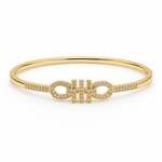 Luxury Gancini-Inspired Interlocking Cuff Bangle with Shimmering Pavé Crystals