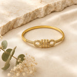 Luxury Gancini-Inspired Interlocking Cuff Bangle with Shimmering Pavé Crystals