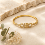 Luxury Gancini-Inspired Interlocking Cuff Bangle with Shimmering Pavé Crystals