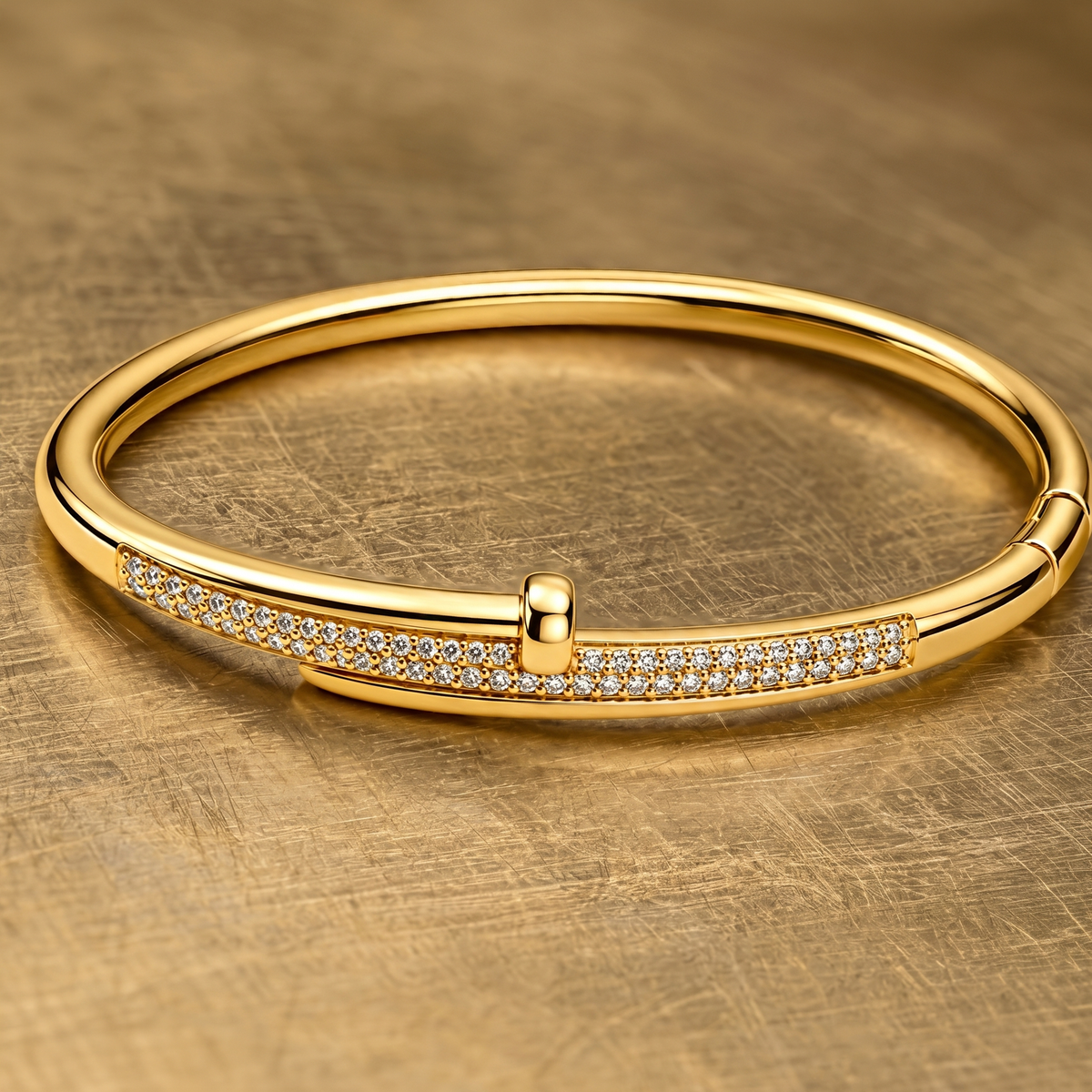 Luxury nail chff bangle within shimmering pave crystals