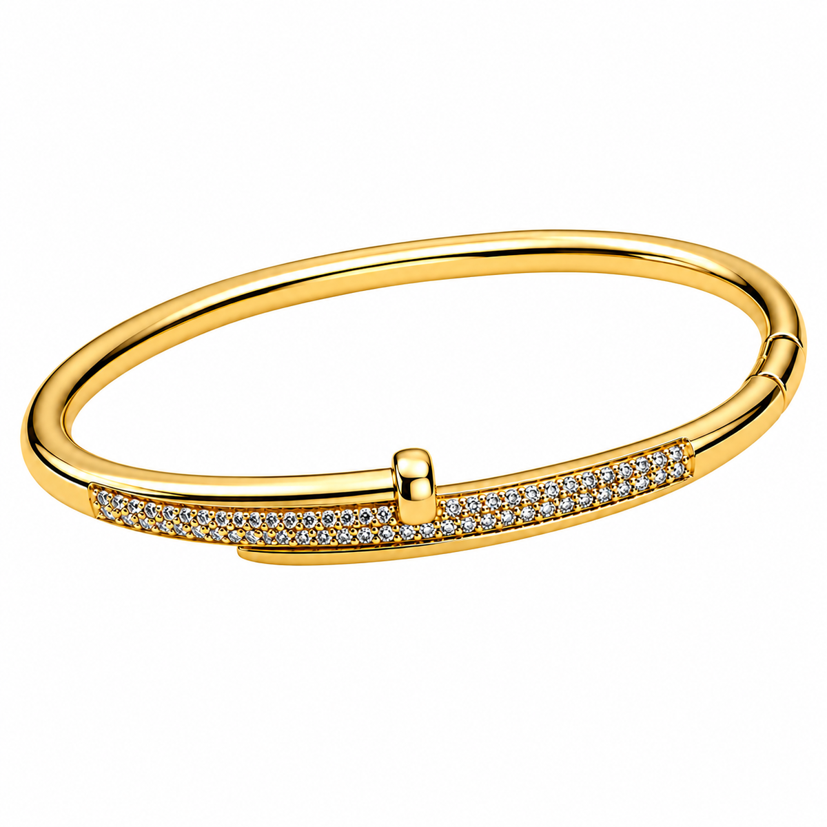 Luxury nail chff bangle within shimmering pave crystals